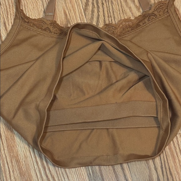 Aerie Tan Ribbed Knit Bra crop Cami Top, XL - Picture 3 of 6